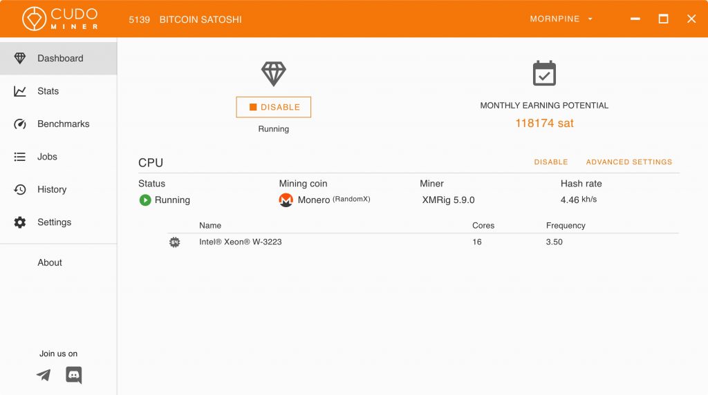 Cudo Miner Tutorial: Cudo Miner Dashboard