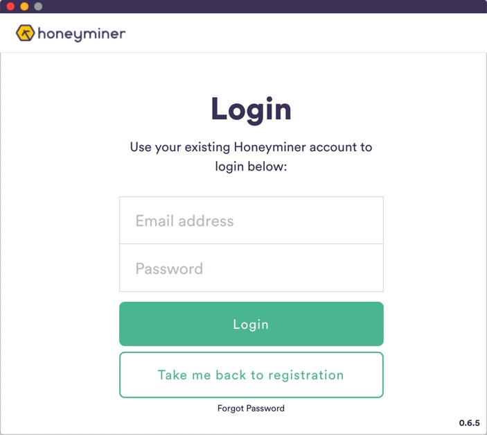 Honeyminer Tutorial: Run Honeyminer and log in with the account you just registered.