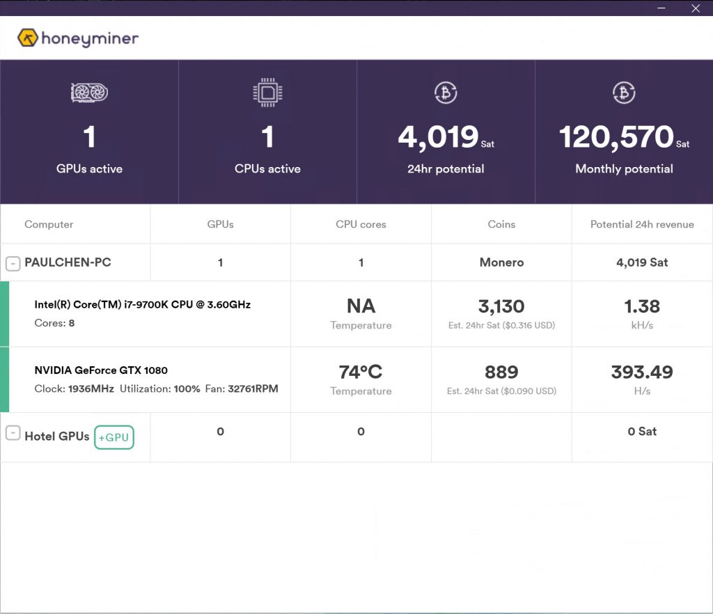 Honeyminer Tutorial: See full activities of how your computer's CPU and GPUs are mining