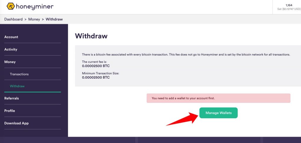 Honeyminer Tutorial: Set up bitcoin wallet address and withdraw bitcoin to your own wallet